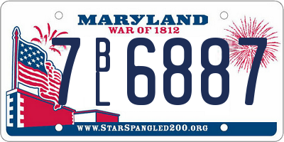 MD license plate 7BL6887