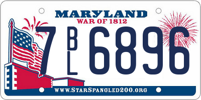 MD license plate 7BL6896