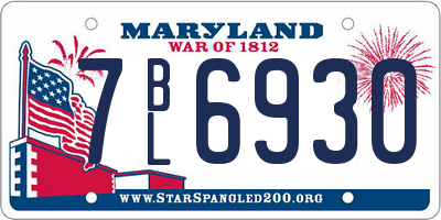 MD license plate 7BL6930