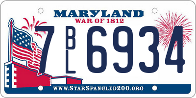 MD license plate 7BL6934