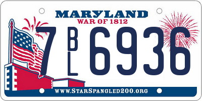 MD license plate 7BL6936