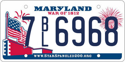 MD license plate 7BL6968
