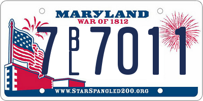 MD license plate 7BL7011