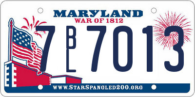 MD license plate 7BL7013