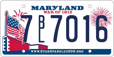 MD license plate 7BL7016