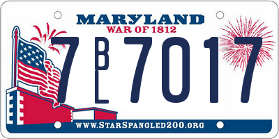 MD license plate 7BL7017