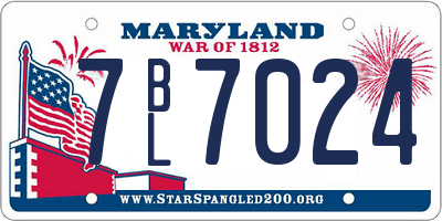 MD license plate 7BL7024
