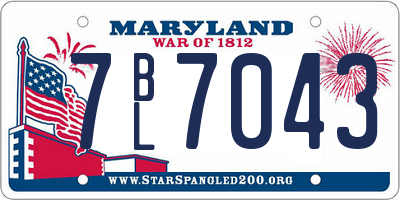 MD license plate 7BL7043