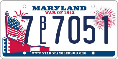 MD license plate 7BL7051