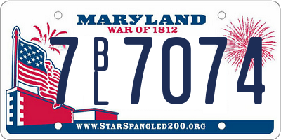 MD license plate 7BL7074