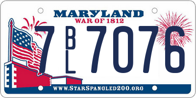 MD license plate 7BL7076