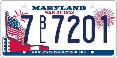 MD license plate 7BL7201