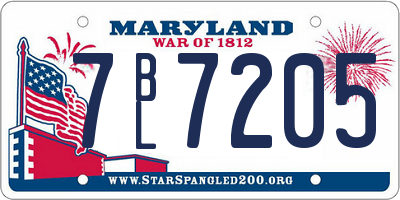 MD license plate 7BL7205
