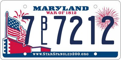 MD license plate 7BL7212