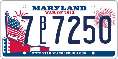 MD license plate 7BL7250