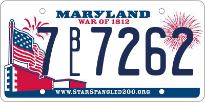 MD license plate 7BL7262
