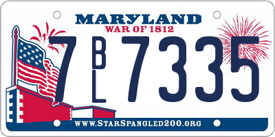 MD license plate 7BL7335
