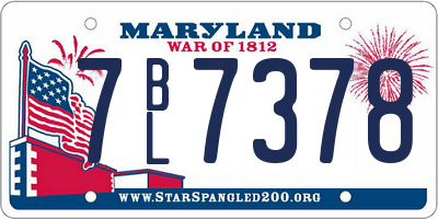 MD license plate 7BL7378