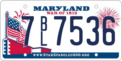 MD license plate 7BL7536