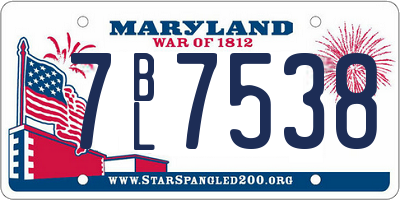MD license plate 7BL7538