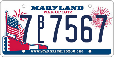 MD license plate 7BL7567