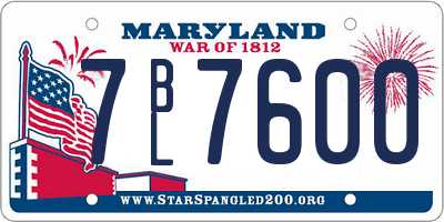 MD license plate 7BL7600