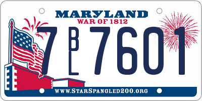 MD license plate 7BL7601