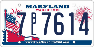 MD license plate 7BL7614