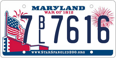 MD license plate 7BL7616
