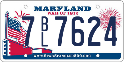 MD license plate 7BL7624