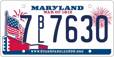MD license plate 7BL7630