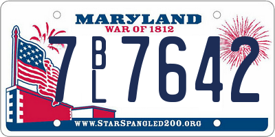 MD license plate 7BL7642