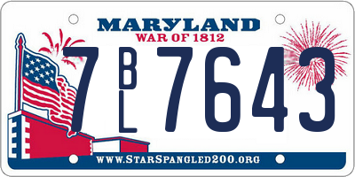 MD license plate 7BL7643