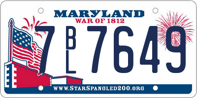 MD license plate 7BL7649