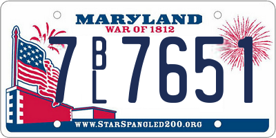 MD license plate 7BL7651