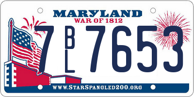 MD license plate 7BL7653