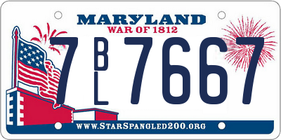 MD license plate 7BL7667