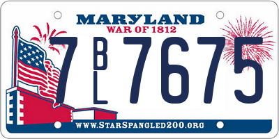 MD license plate 7BL7675