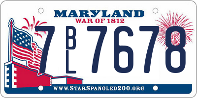 MD license plate 7BL7678