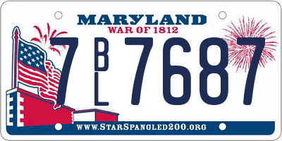 MD license plate 7BL7687