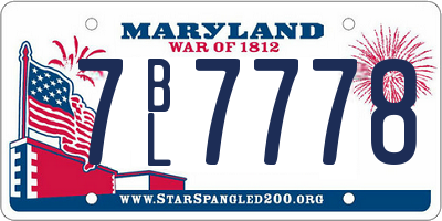 MD license plate 7BL7778
