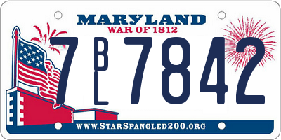 MD license plate 7BL7842