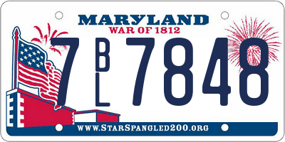 MD license plate 7BL7848