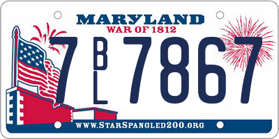 MD license plate 7BL7867
