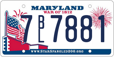 MD license plate 7BL7881