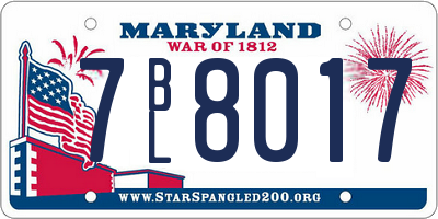 MD license plate 7BL8017