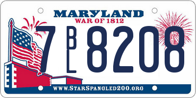MD license plate 7BL8208