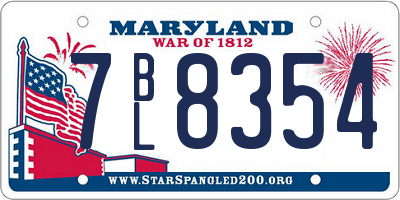 MD license plate 7BL8354