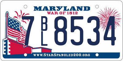 MD license plate 7BL8534