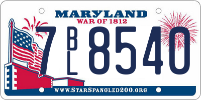 MD license plate 7BL8540